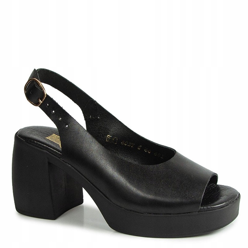 Lemar 40376 Černé Kožené Sandály Na Podpatku 36