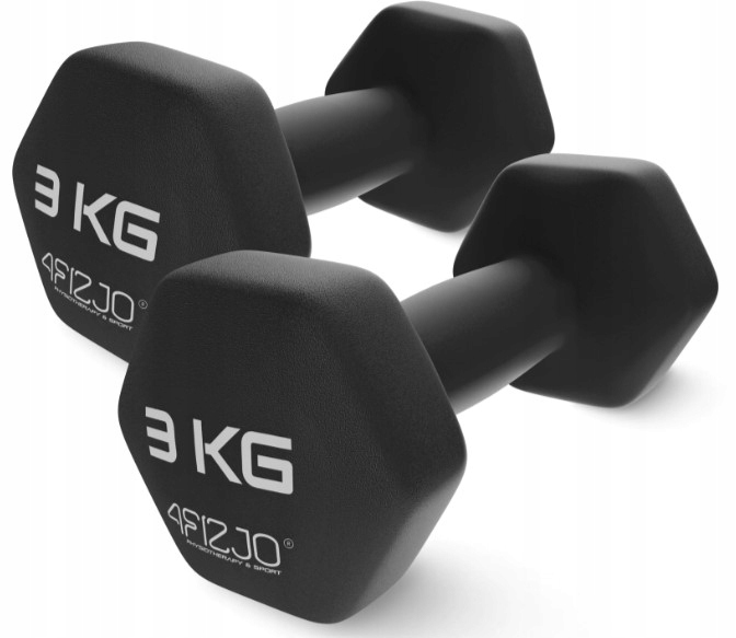 Hantle do treningu Classic ciężarki Żeliwne 2 x 3 kg winylowe 4FIZJO 2 szt.
