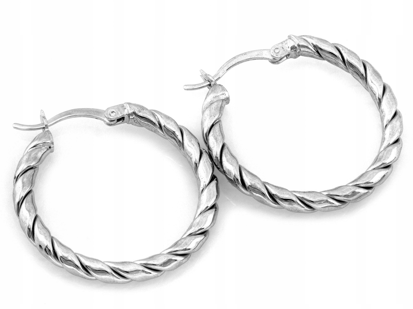 Stříbrné náušnice silné 925, zkroucené nafukovací kruhy 29 mm, kroužek na dárek