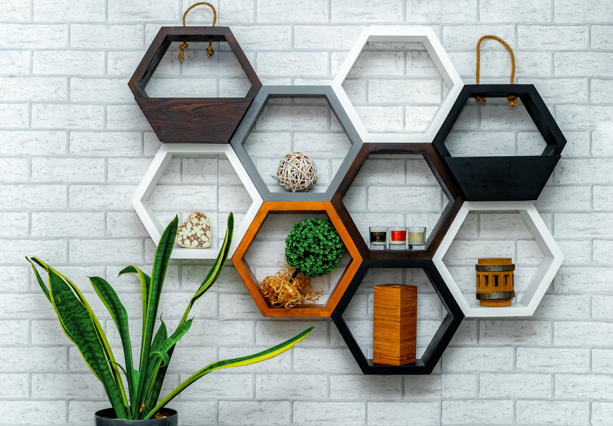 PÓŁKA PLASTER MIODU HEKSAGON DREWNO SOSNA 3 SZTUKI Grubość półki 20 mm