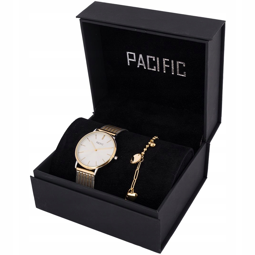 Pacific X6159-05 zlatý dámský set: hodinky, náramek a přívěsky – elegantní