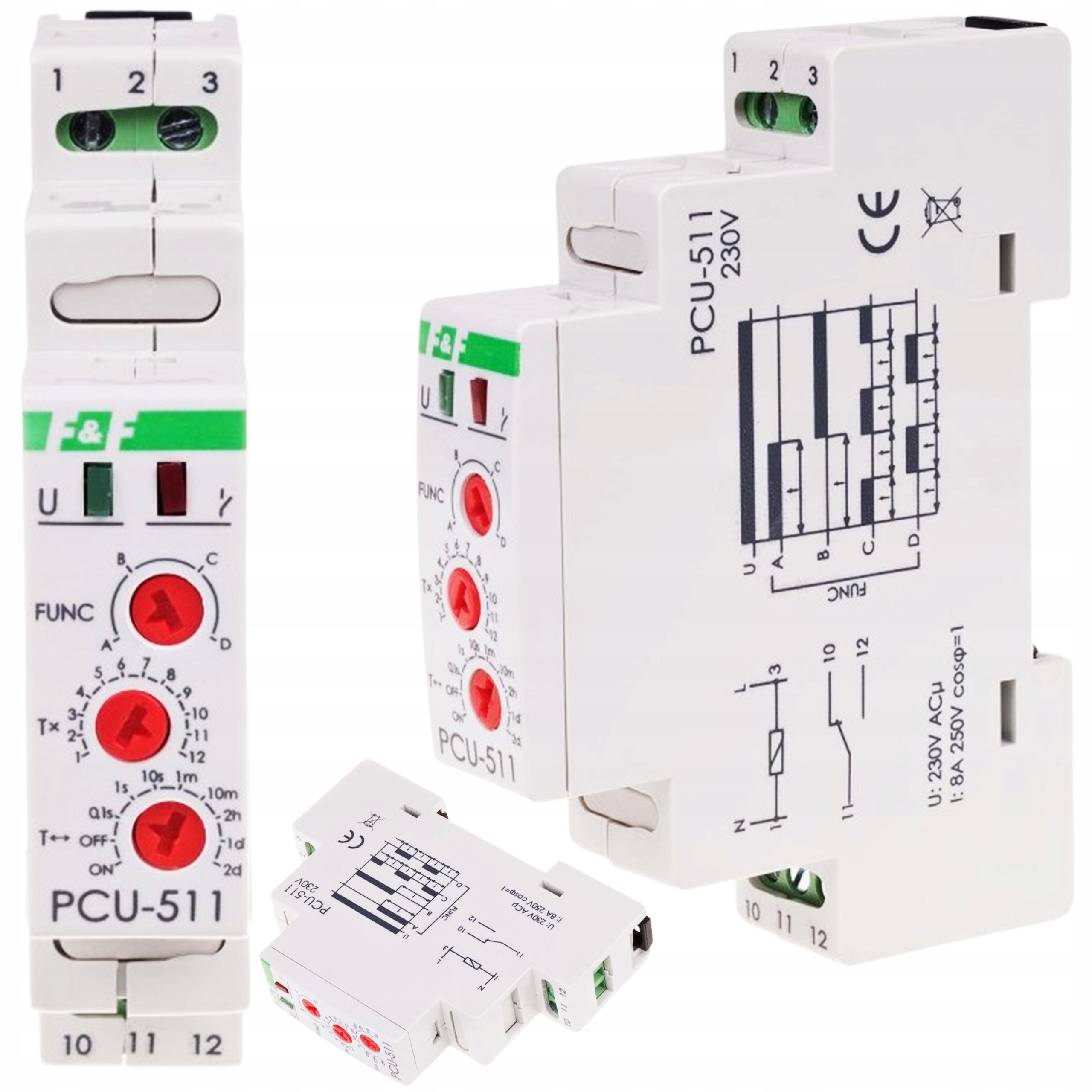 Multifunkční Časový Relé 1P 8A 0,1sek-576h 230V Ac PCU-511 F&f