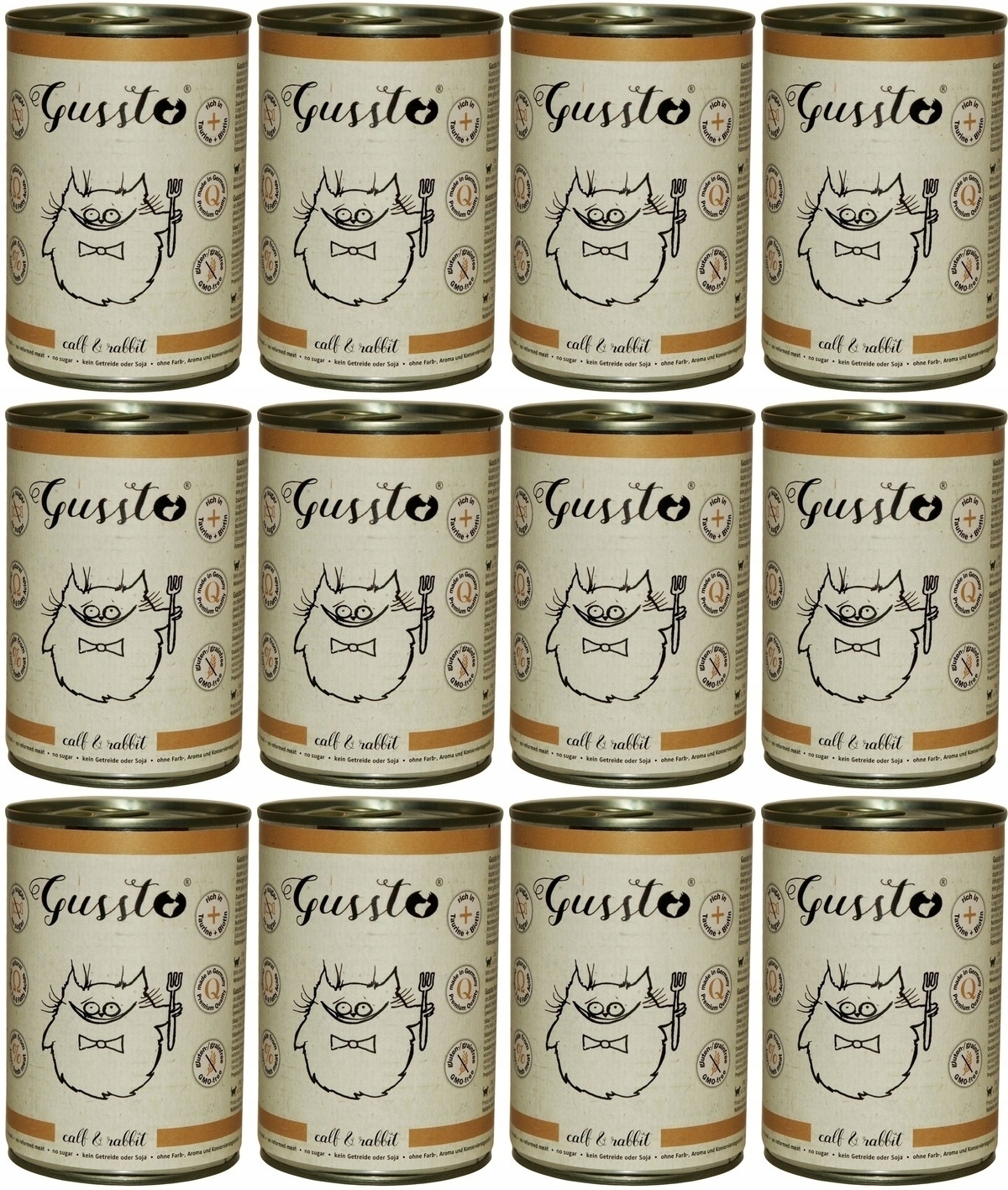 Levně Gussto Cat Fresh Calf & Rabbit 12 x 400 g