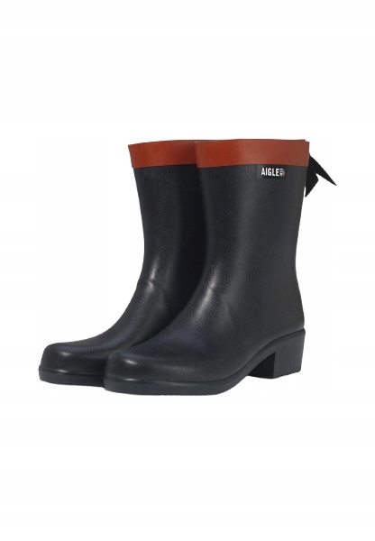 Aigle Černé Holínky S Hnědou Povrchovou Úpravou Nad Kotník 41 J3G