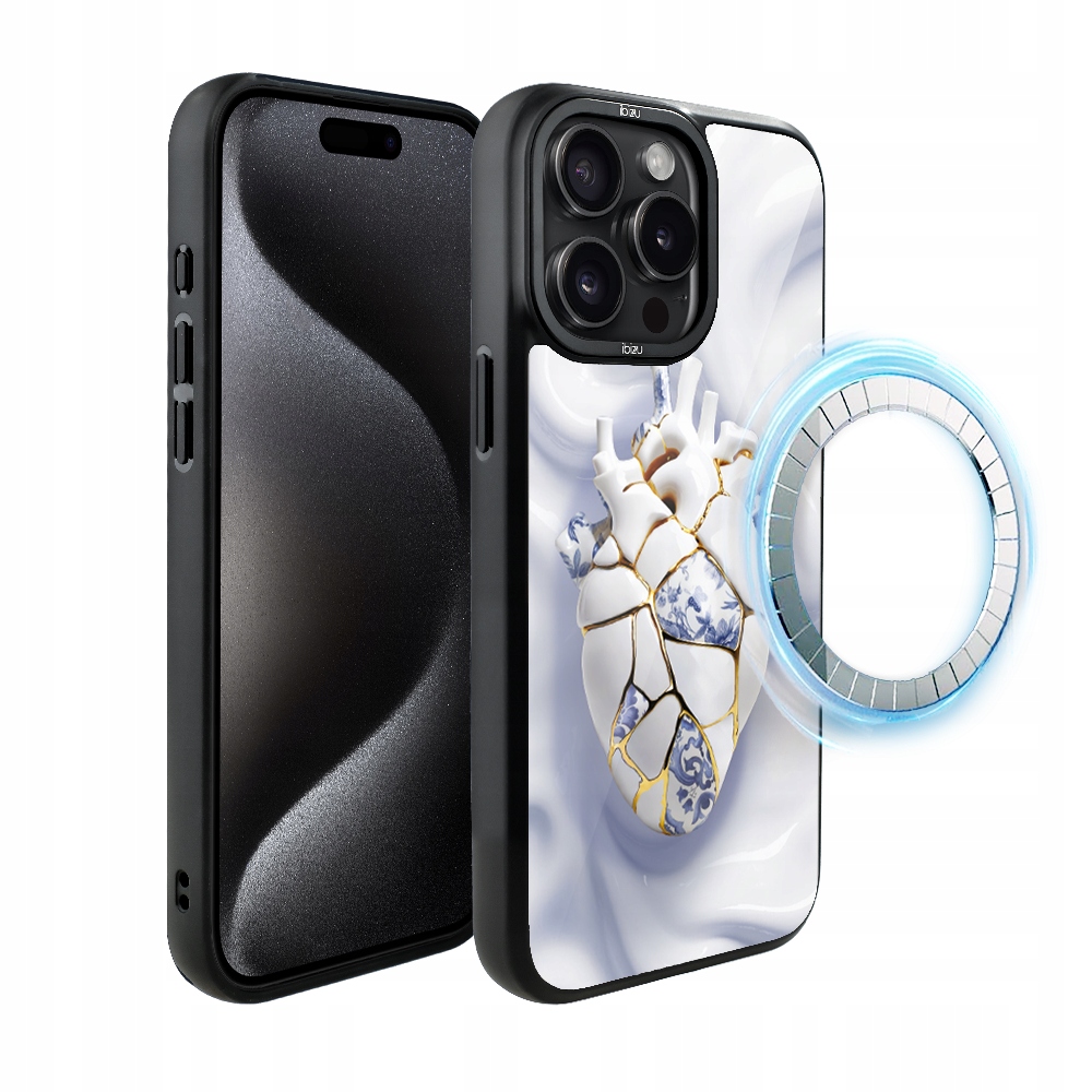 Pouzdro pro iPhone 15 Pro Ibizu DropGuard Matt s MagSafe, porcelánové srdce