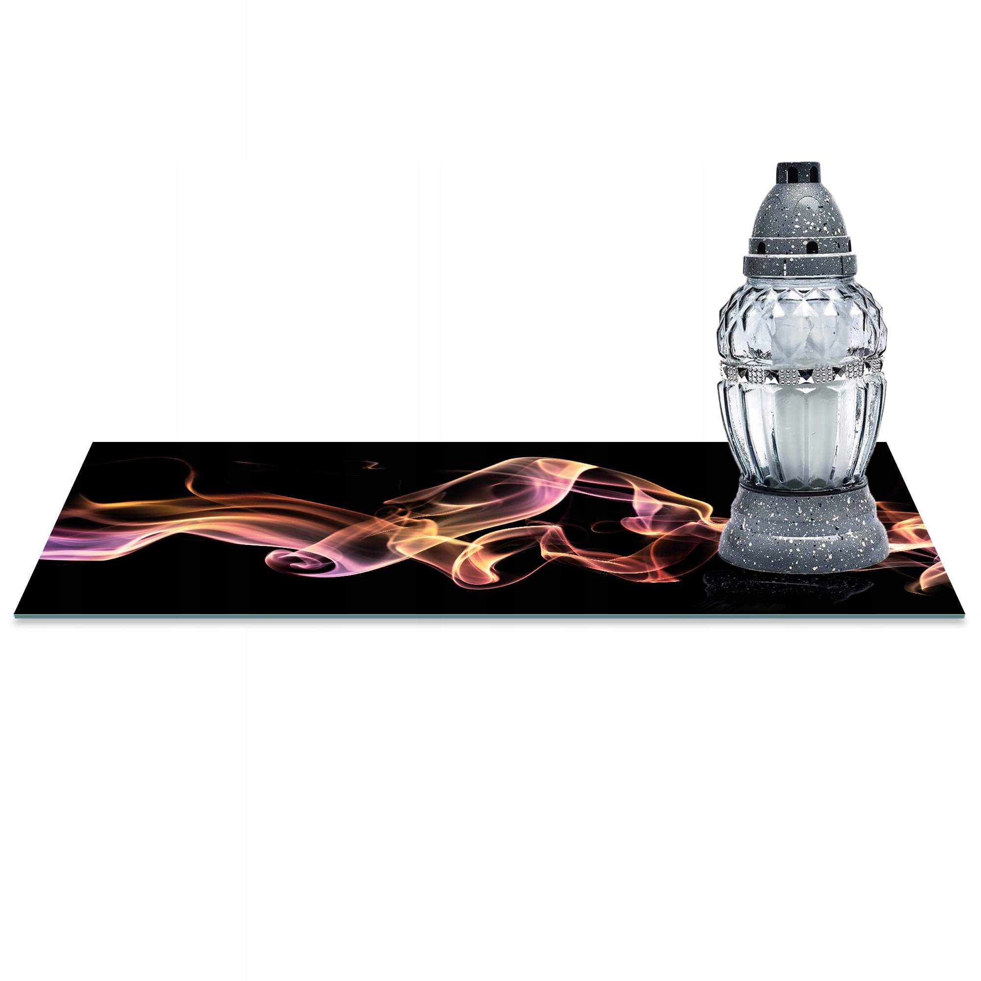 SZKLANA PODSTAWKA POD ZNICZE 60x20cm Dym róż 66c