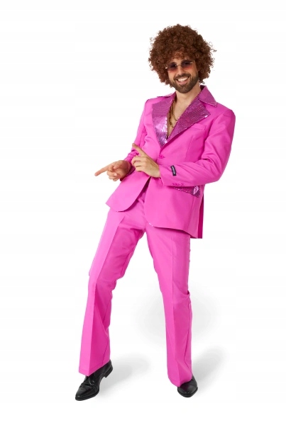 Kostým Pánský Disco Růžový Flitry Suitmeister Deluxe Karneval XXL