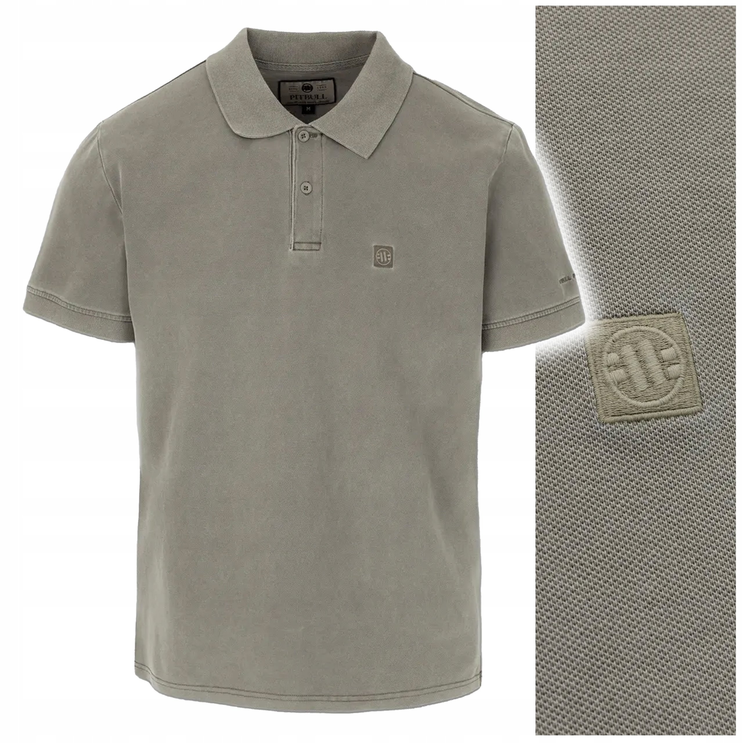 Polokošile Pit Bull Denim Washed Pique „small Logo“ vel. M Šedá Olivová