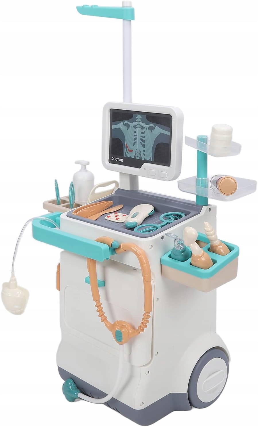 Zestaw małego lekarza doktor wózek ekg interaktywny dla dzieci XXL 26 el. Kod producenta ZESTAW DOKTOR LEKARSKI 26 ELEMENTÓW