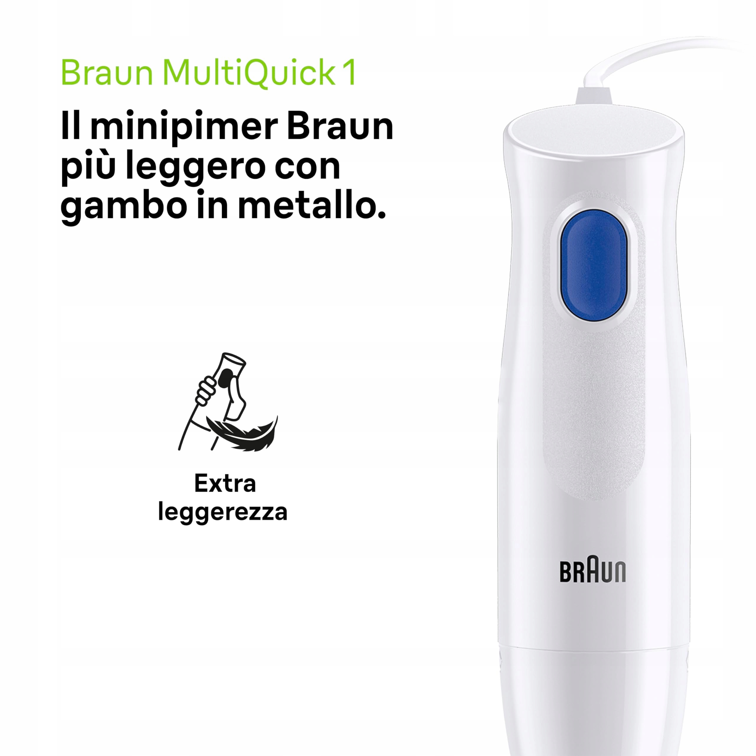 BRAUN Blender Ręczny Mq 10201M Wysoka Moc Ergonomiczny Design — miniatura 2