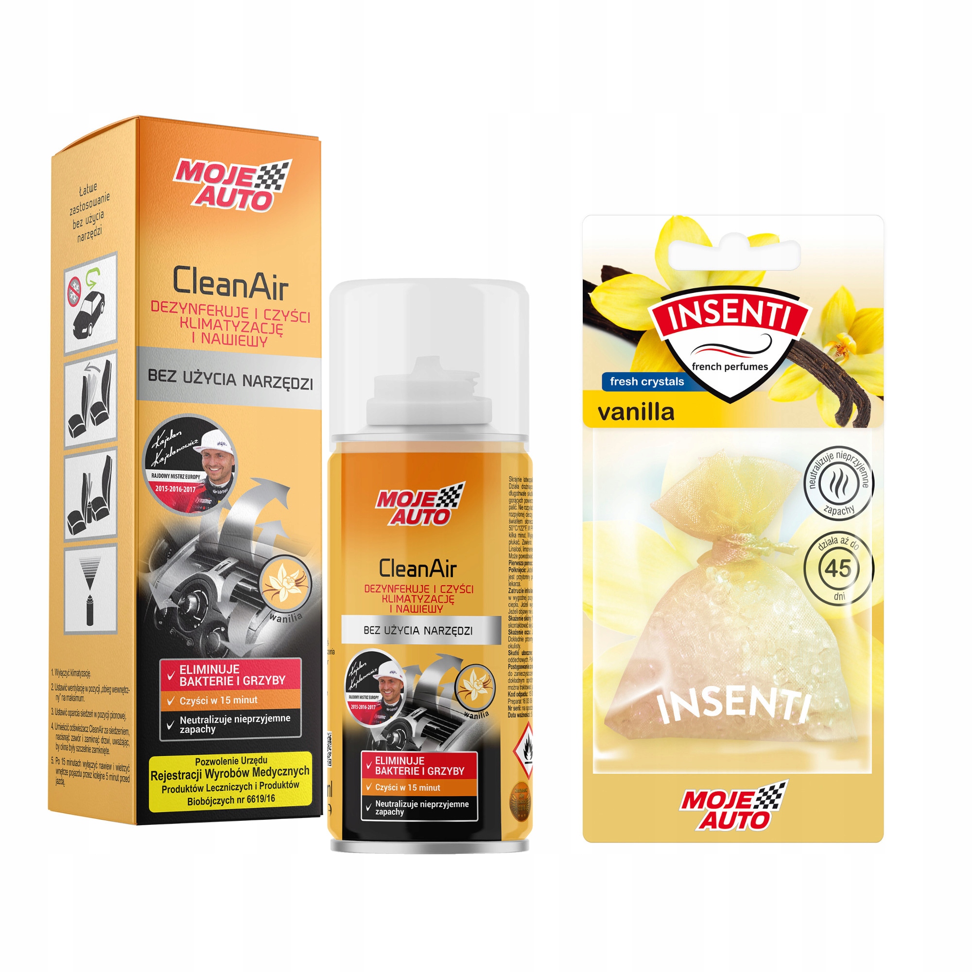 MOJE AUTO CLEAN AIR GRANAT DO KLIMATYZACJI WANILIA + WORECZEK ZAPACHOWY