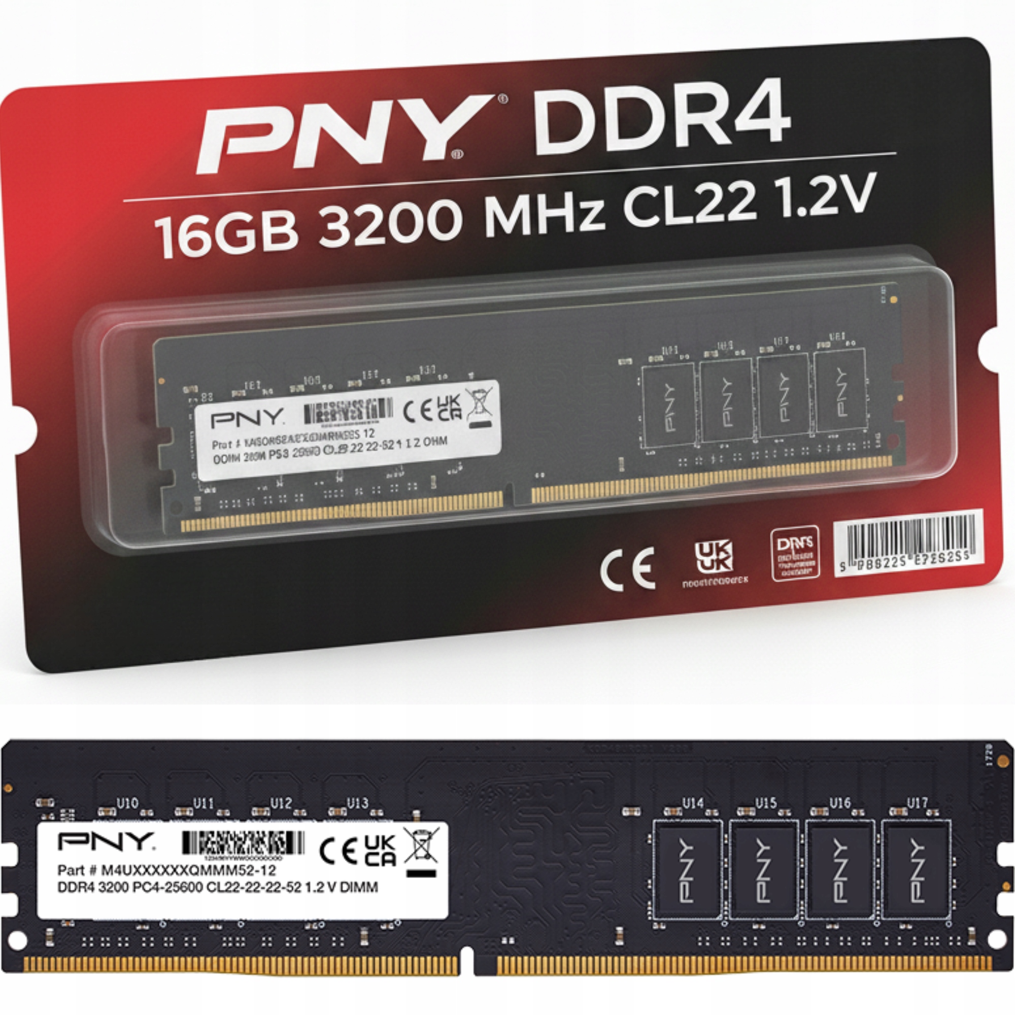 Pamięć Ram DDR4 16GB 3200 MHz CL22 1,2V Pny do komputera stacjonarnego Pc