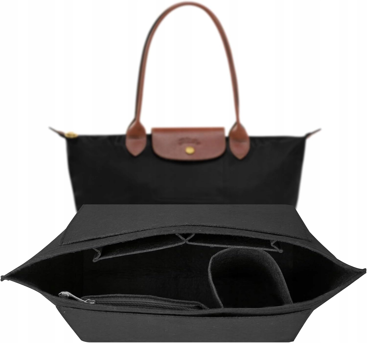 Organizer Do Torebki Damskiej Longchamp Le Pliage L Czarny Bawełna Mat
