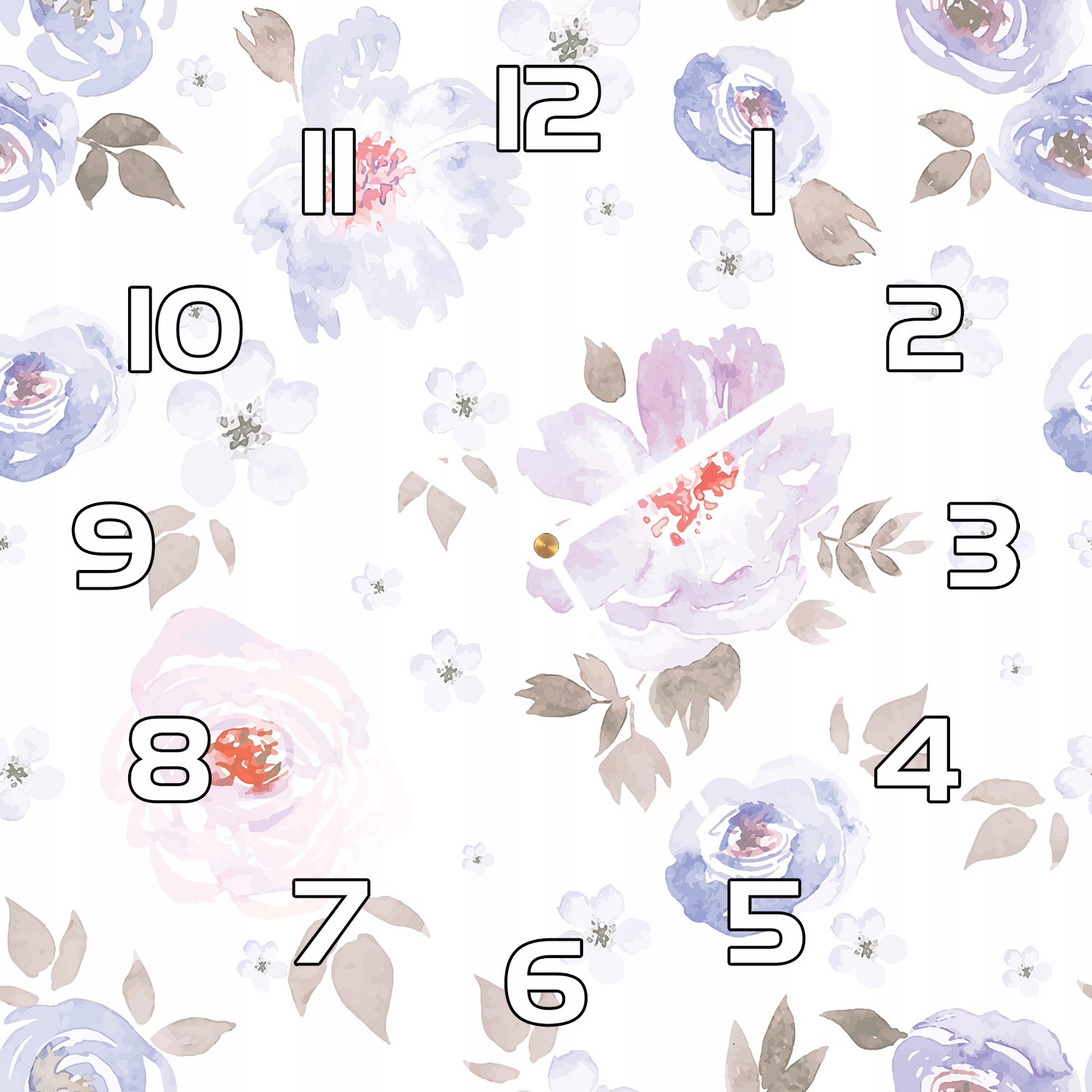 

Szklany zegar na ścianę Pastelowe kwiaty 30x30 cm