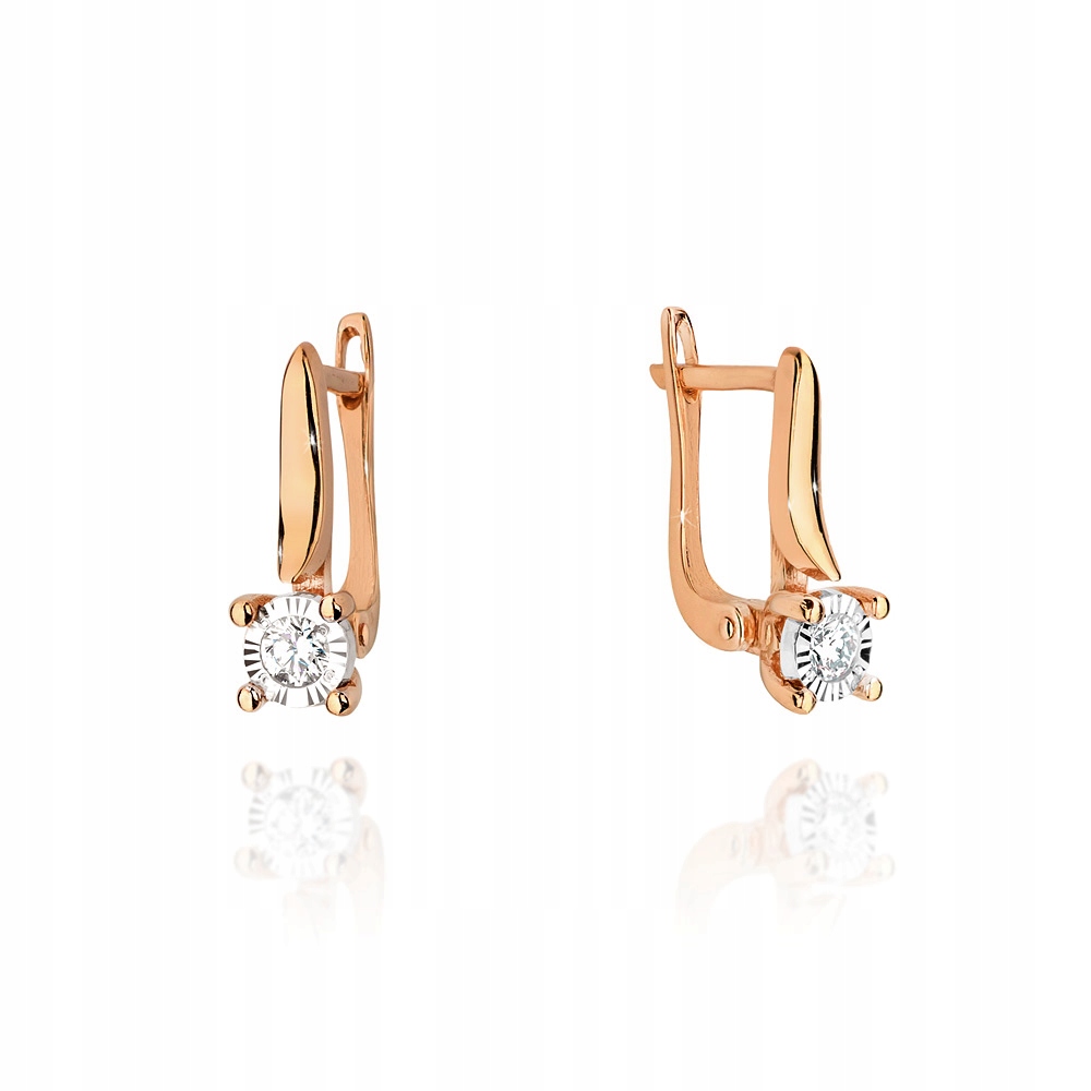 

Kolczyki w różowym złocie diamenty 585 grawer