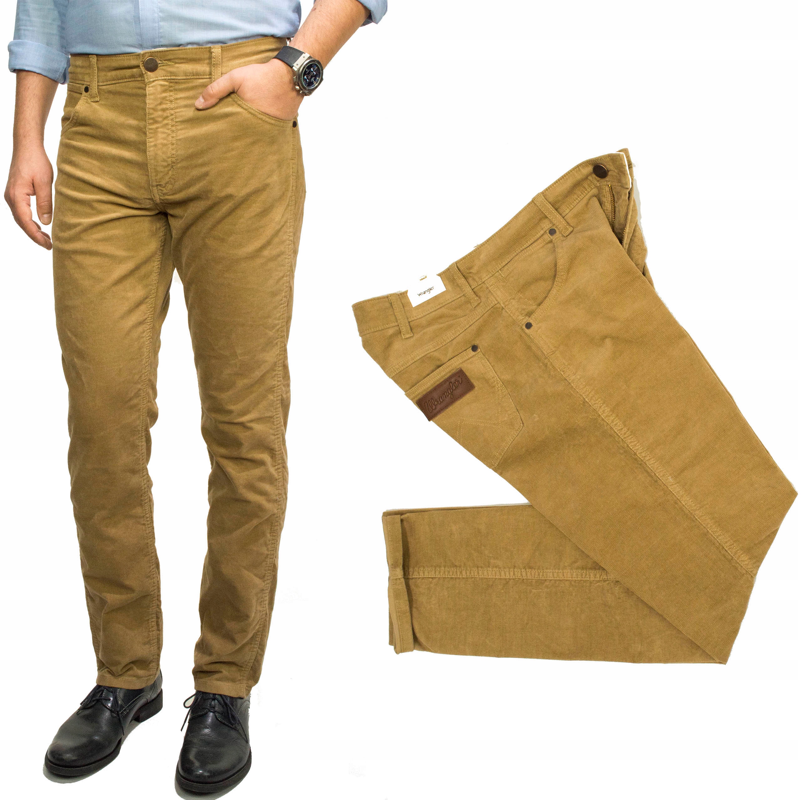 Wrangler Greensboro Tigers Eye pánské kalhoty jednoduché manšestrové W40 L34