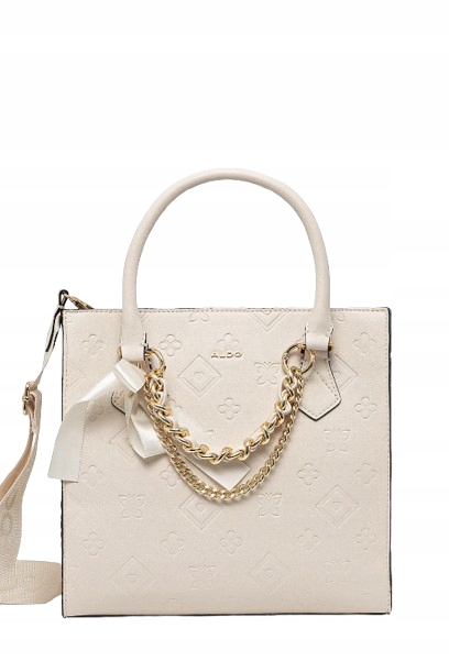Aldo Klasická Béžová Kabelka S Ozdobnými Zlatými Řetězy 25x25x9 I3A