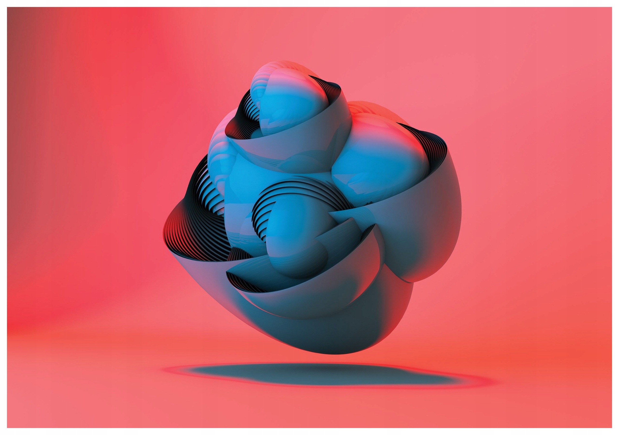 Vliesová fototapeta Abstrakce Geometrie Vlna Světle Modrá Korál 416x290 lepidlo