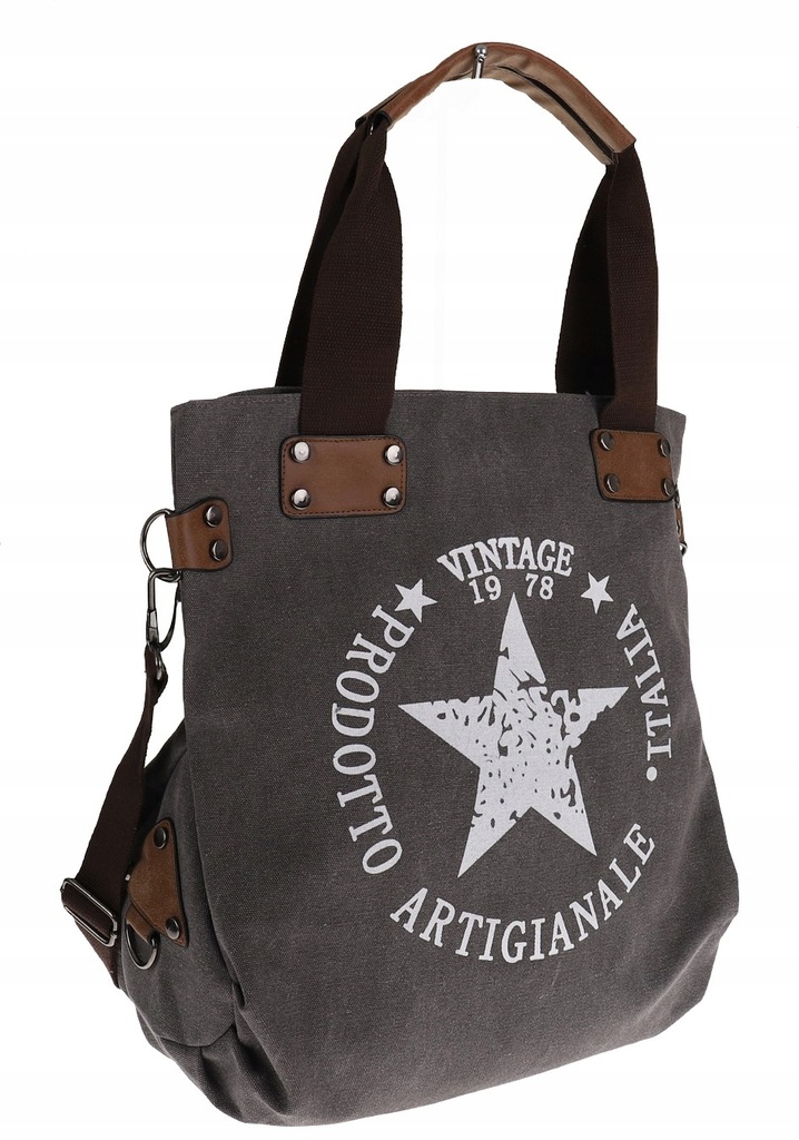 Torebka Damska worek shopper listonoszka v8071 Szara