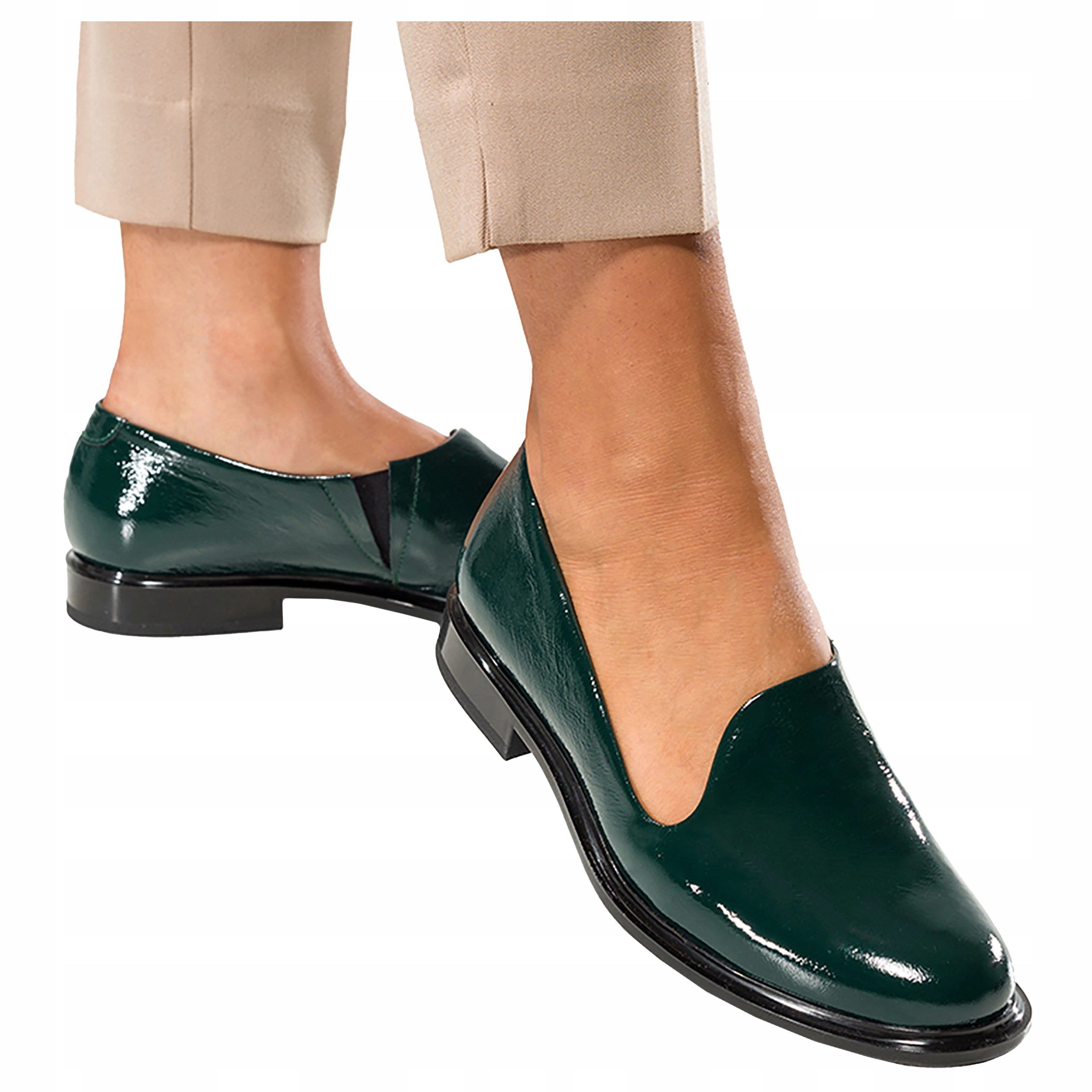 Kožené Lakované Polobotky Dámské Módní Výřezy Ploché vel. 38