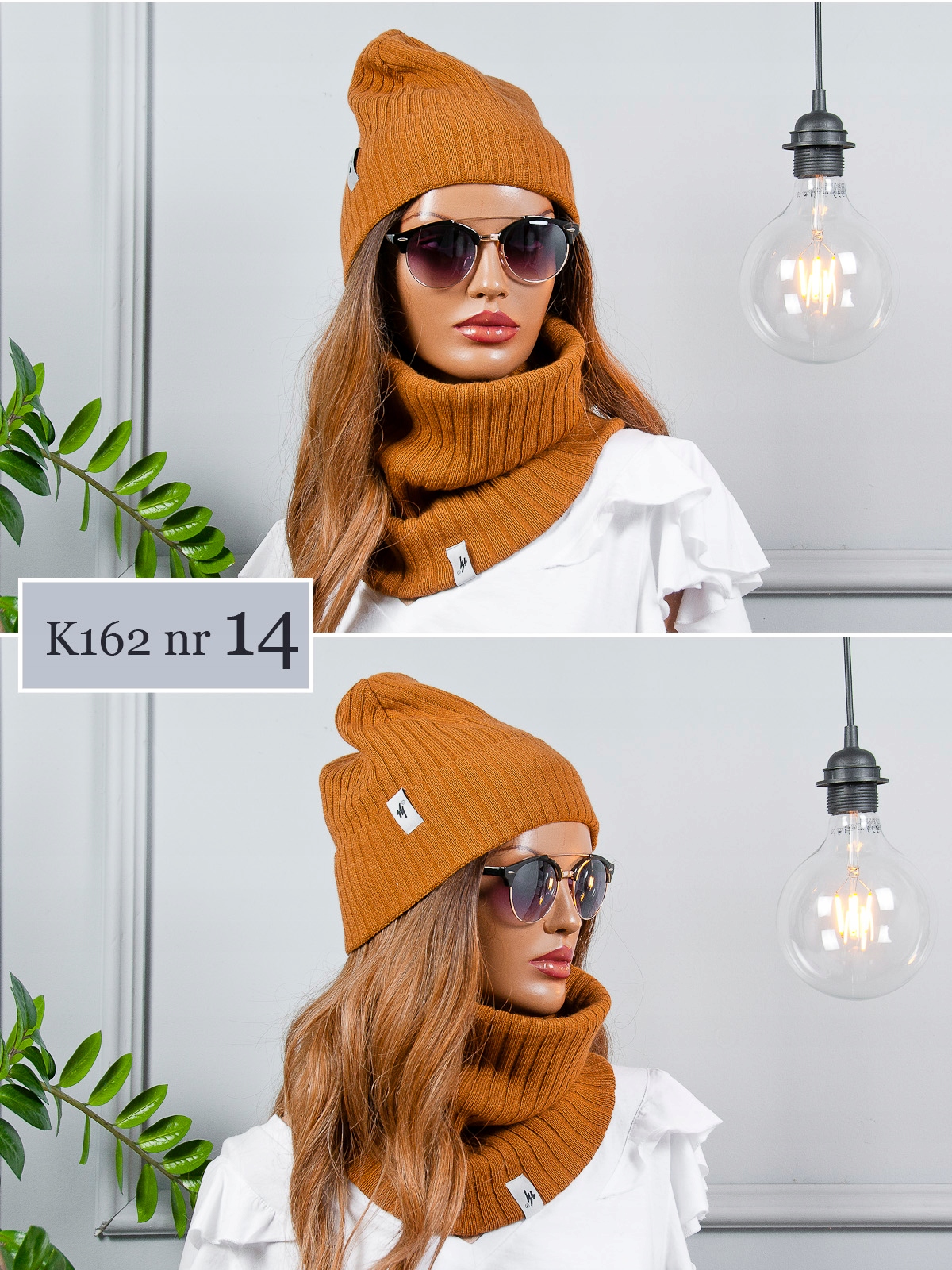 POLSKI Komplet GRUBA CZAPKA + KOMIN szalik KOLORY Wzór dominujący bez wzoru