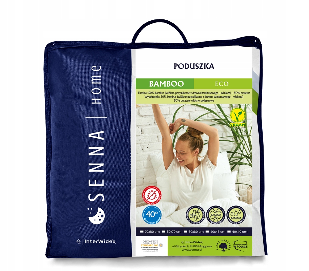

Poduszka Bambusowa Bamboo Inter-widex 40x40 Jakość