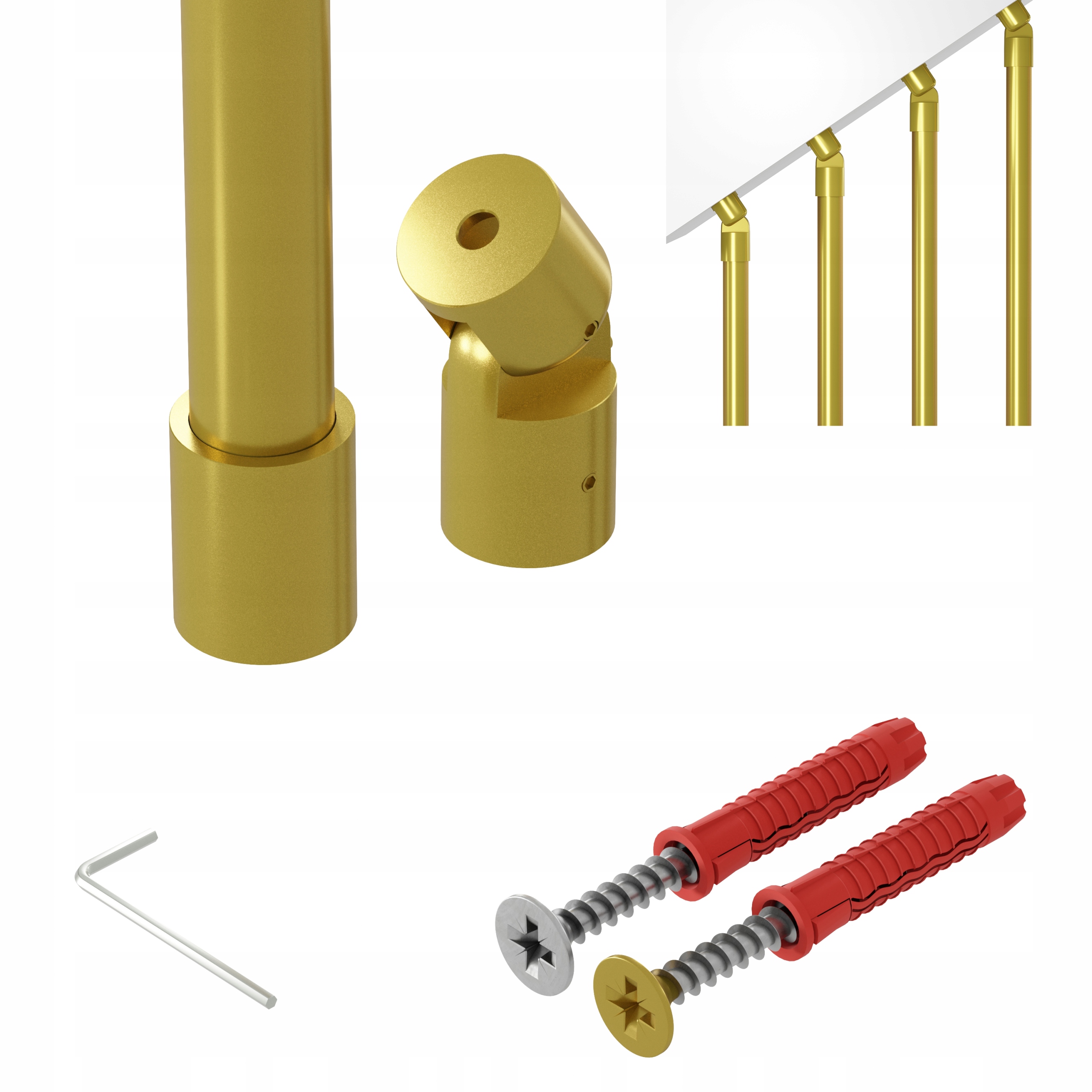 Zábradlí na schody harfa šikmá nastavitelná zlatá 400 cm fi 25 mm Nebo