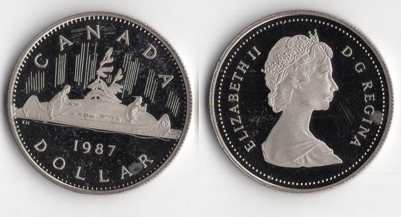 KANADA 1987 1 DOLLAR STEMPEL LUSTRZANY