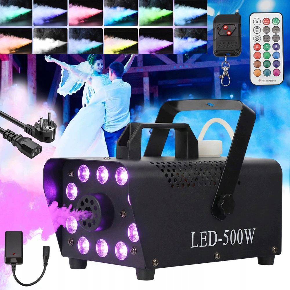 Vyvíječ Kouře Vertikální Mlha Dýmovnice Výkonná 10 Led Diod Rgbw 500W Dálkové Ovládání