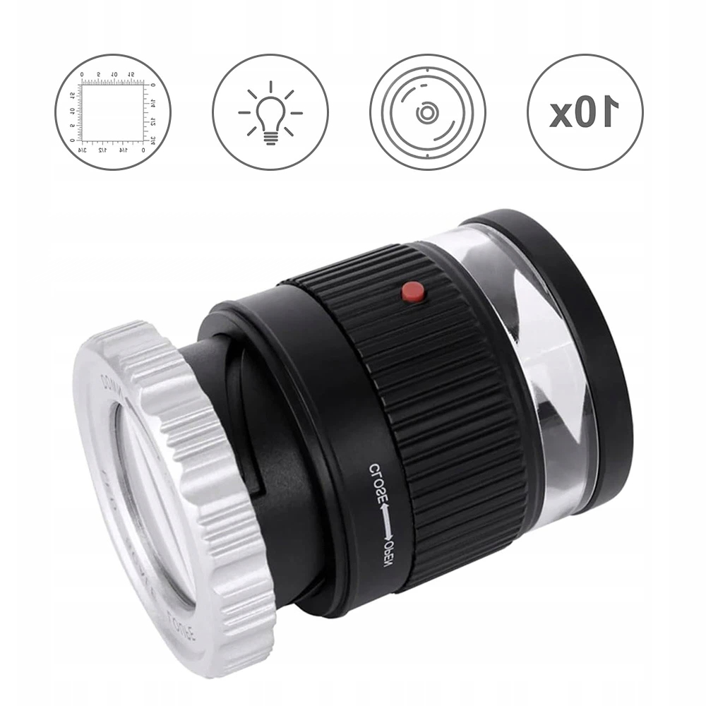 LUPA JUBILERSKA MIKROSKOP 30X LED UV KIESZONKOWA Z ETUI