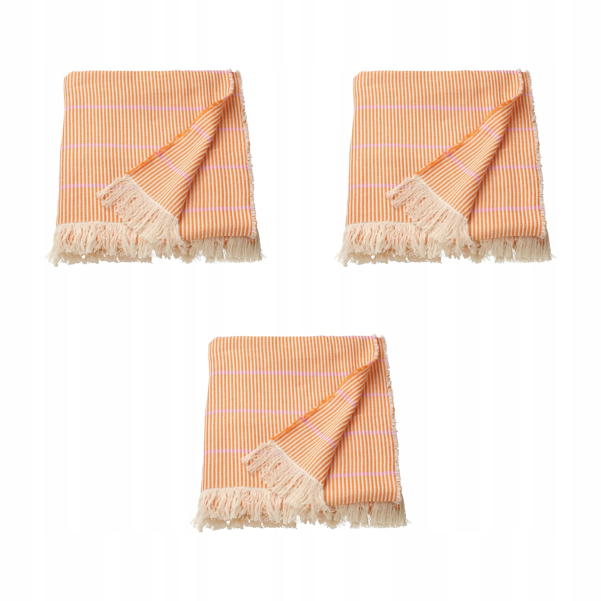 3 ks Lappkattfot Pled zářivě oranžový/růžový 130 x 170 cm