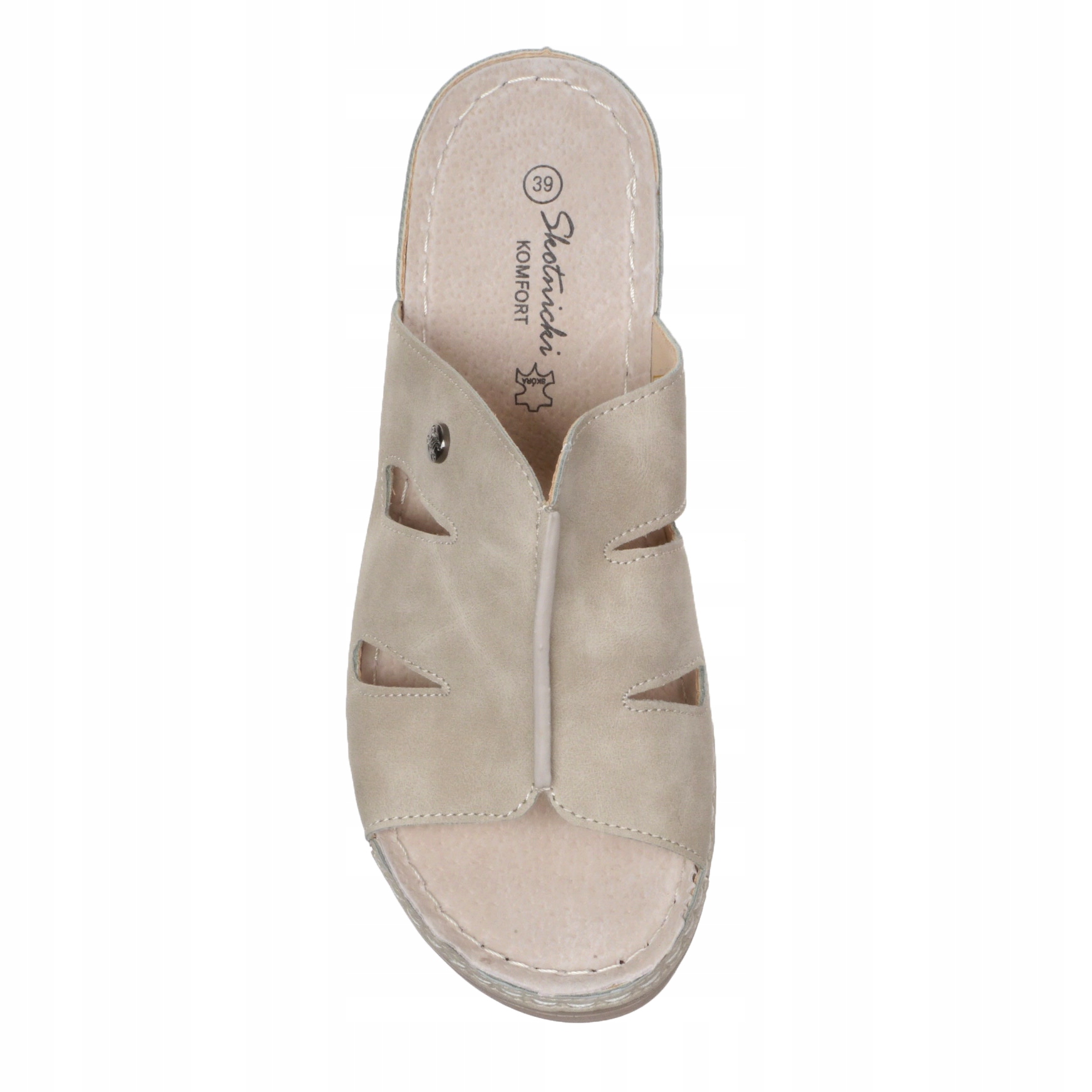 Klapki Damskie Buty do Pracy do Domu na Lato LEKKIE Wygodne wkł. SKÓRA Marka inna