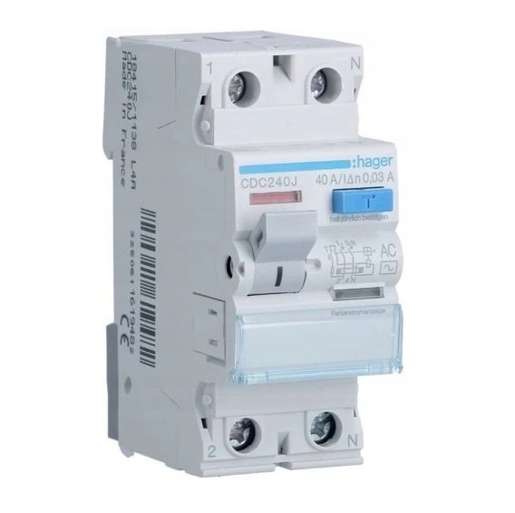

Hager wyłącznik różnicowoprądowy 2P 40A Ac CDC240J