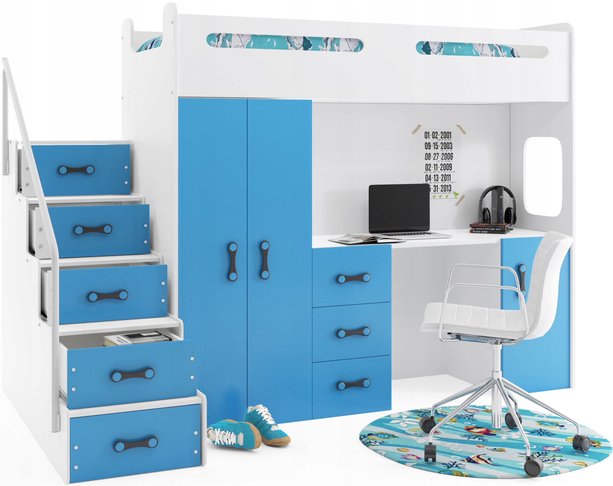 

Łóżko piętrowe antresola+Szafa Max 4 200x80+BIURKO