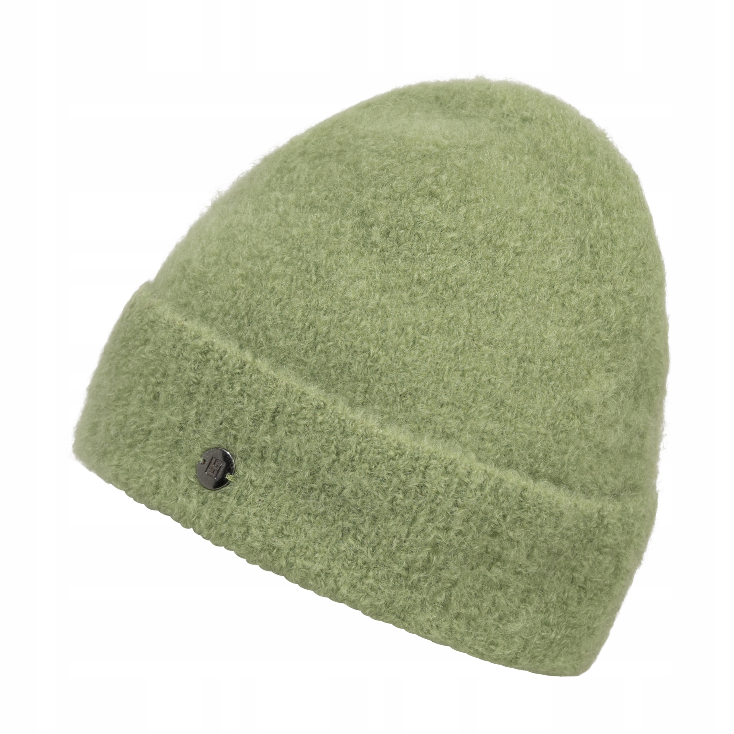 čepice z Alpaki s vyhrnutými vlněnými vložkami Loman Varell Zelená Merino Wool