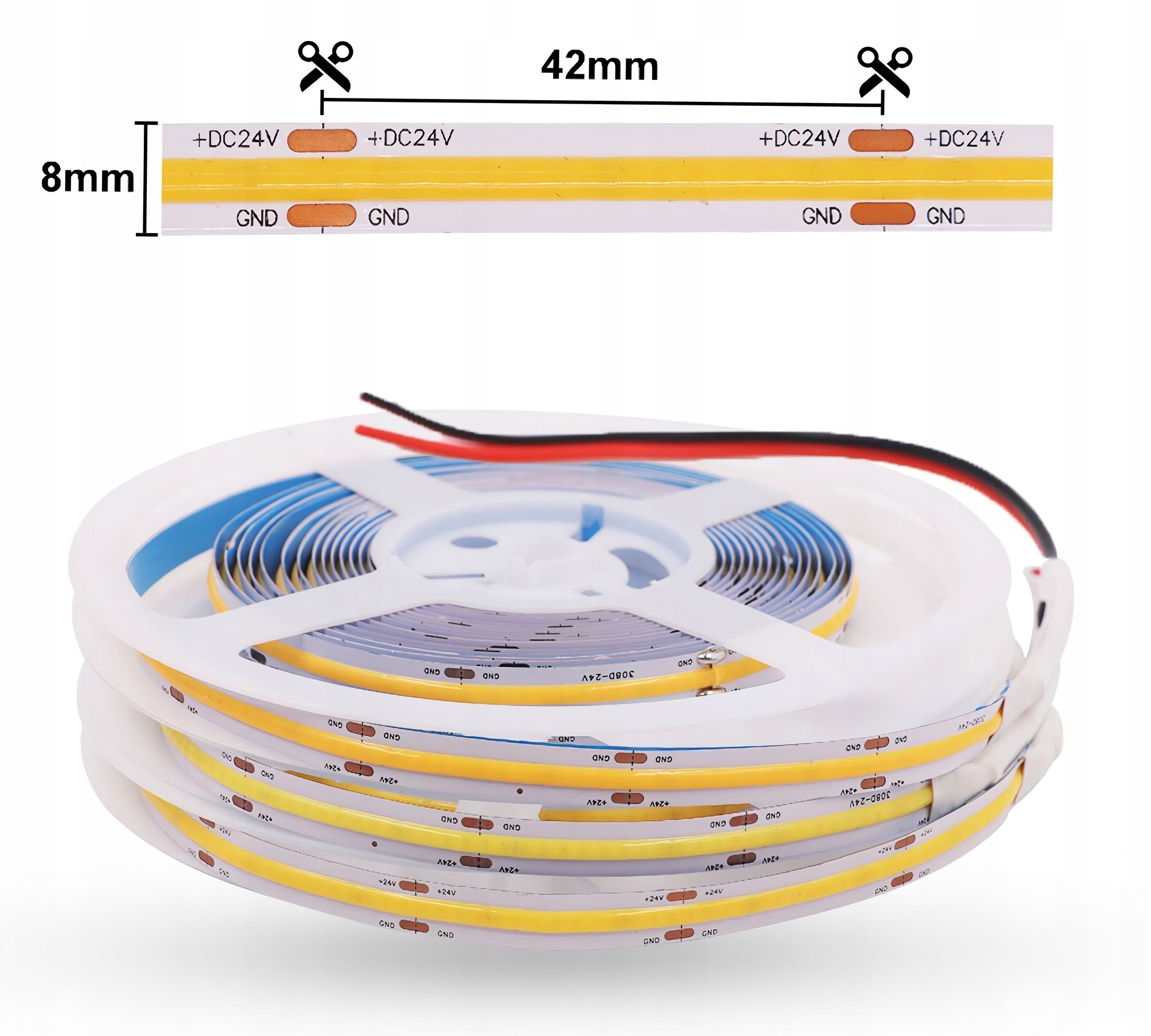 TAŚMA LED COB 12V 12w/m ip44 NEON NEUTRAL 1m LINIA Stan opakowania oryginalne