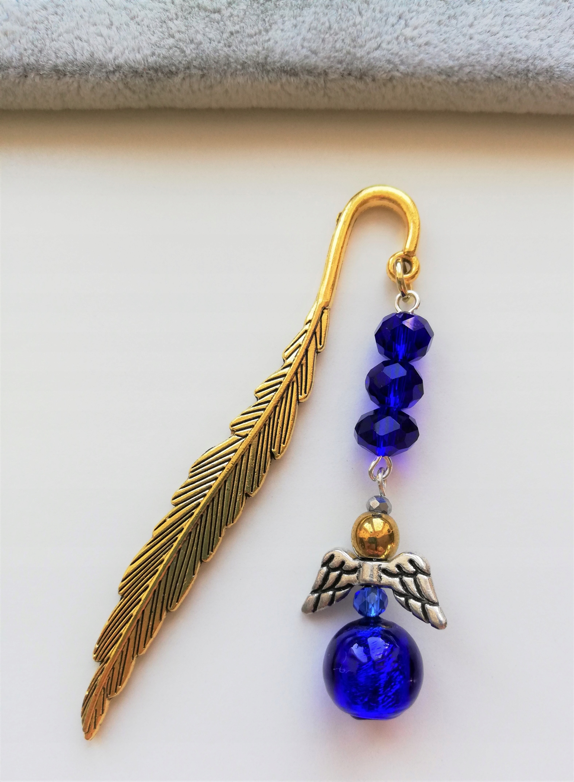 ZŁOTA ZAKŁADKA DO KSIĄŻKI ANIOŁ CHABER HEMATYT PREZENT