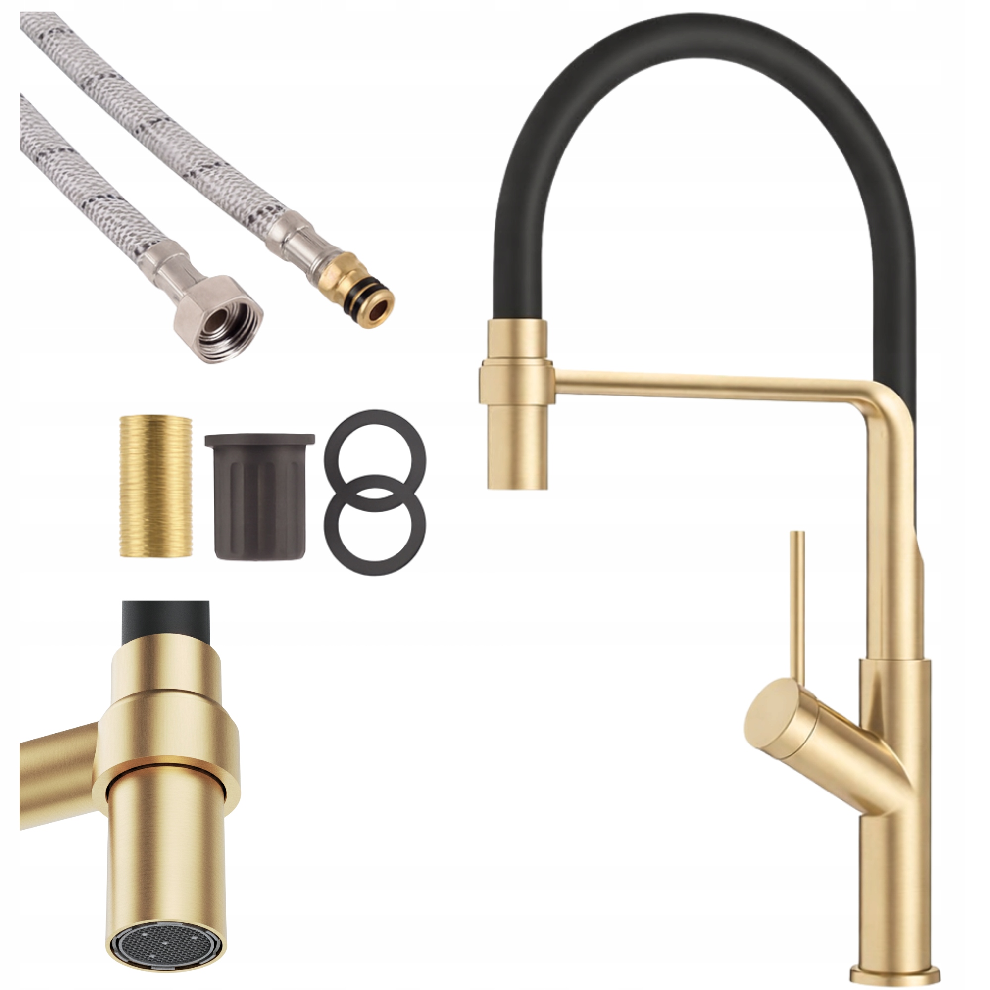 Kuchyňská baterie kartáčované zlato vytahovací sprcha Stojanový kohout Vasto