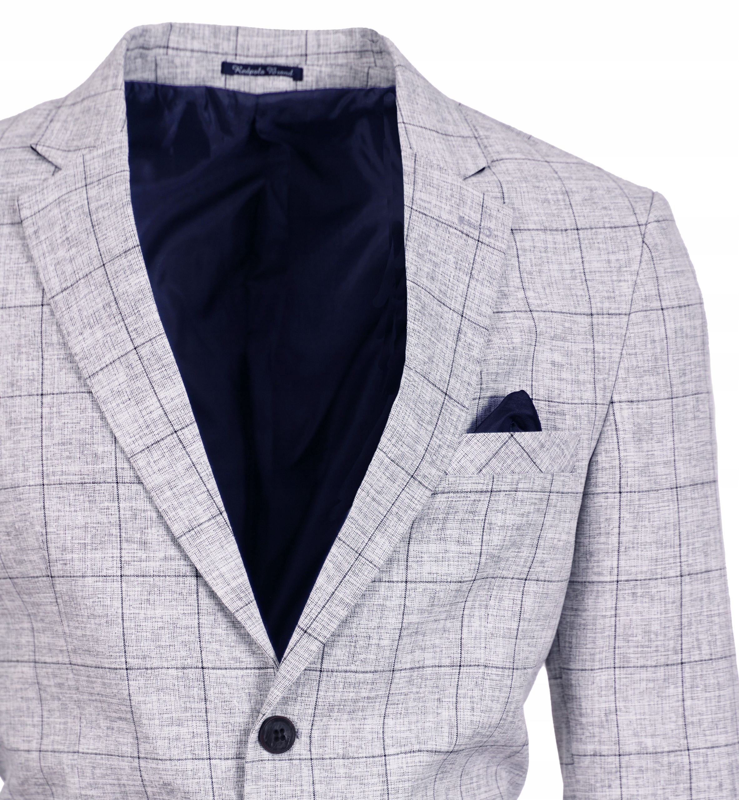 MARYNARKA MĘSKA BAWEŁNIANA ELEGANCKA WIZYTOWA MELANŻOWA W KRATĘ CASUAL 52