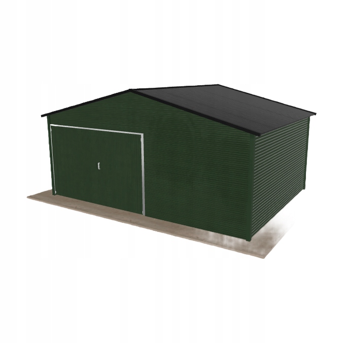 Plechová garáž 5.5x4 m jednopolohová dvouspádová zelená