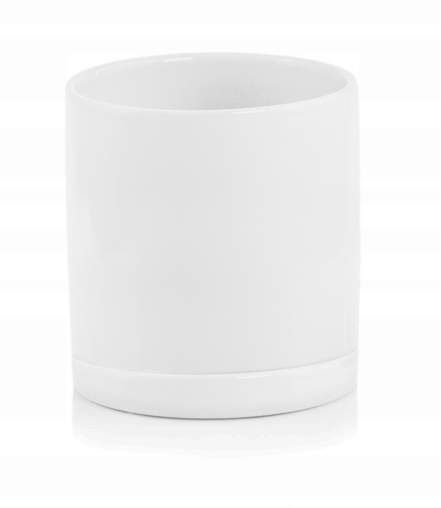 Ceramiczna Doniczka Z Podstawką Cylinder 20 x 20cm Biała