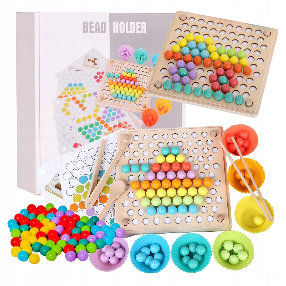 

Drewniana Układanka Mozaika Koraliki Kulki Puzzle