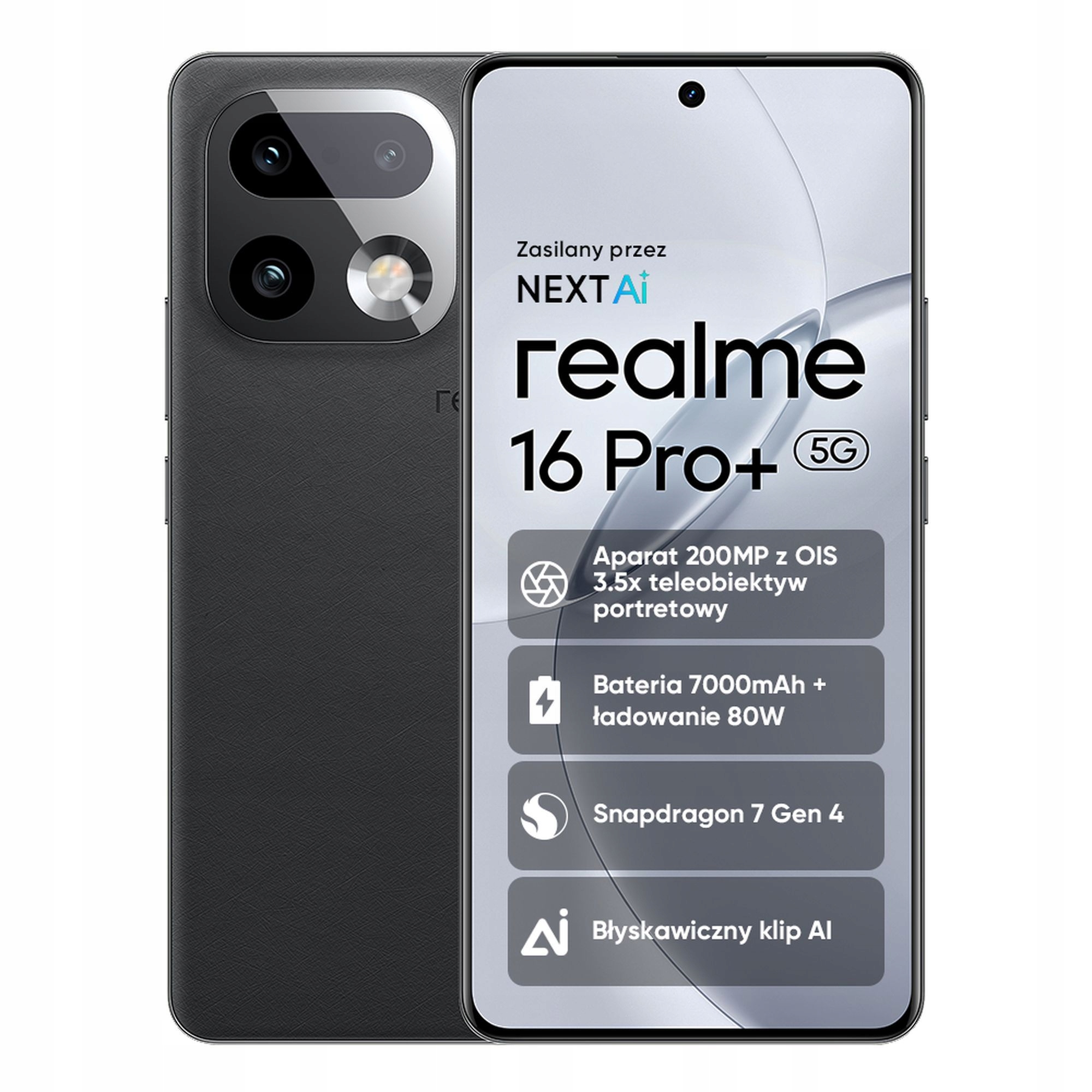 Smartfon realme 16 Pro 8/256GB 6,78” 144Hz 200Mpix 5G Master Grey