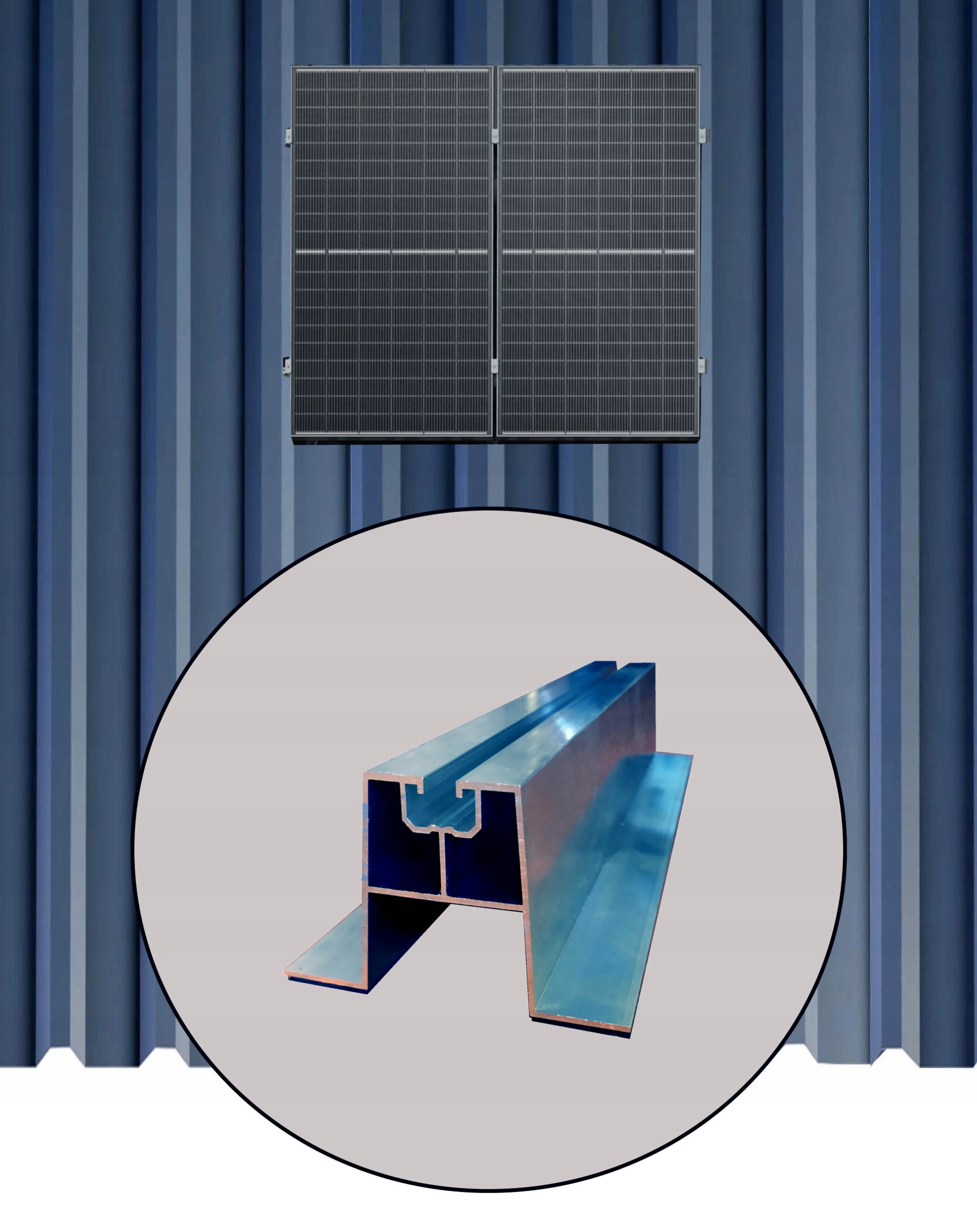 System mocowania 2 modułów Pv na Mostkach Trapezowych 60x330