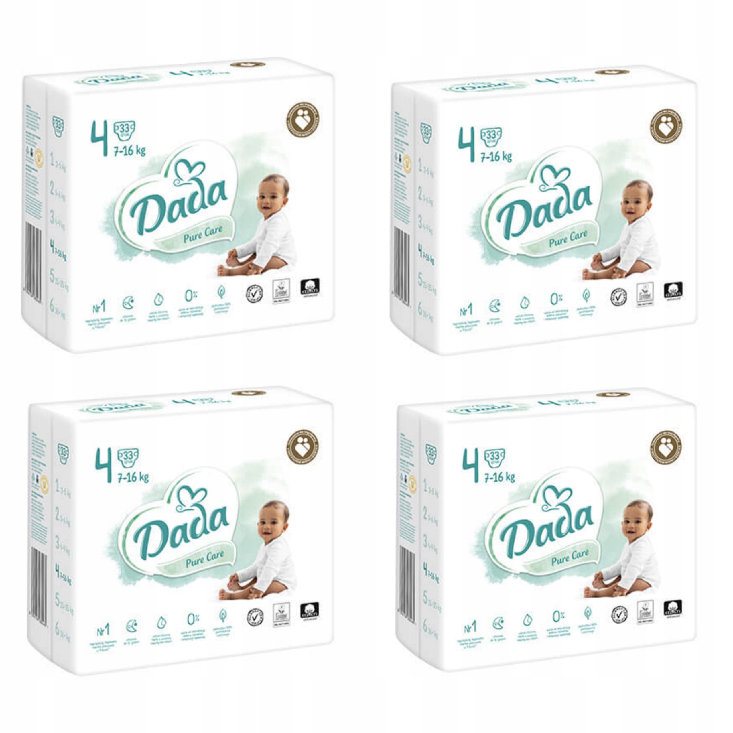 Pampersy Dada 4 Pieluszki PureCare 7-16kg 4x33 szt