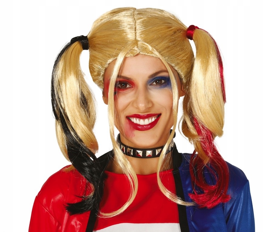 

Peruka Kucyki Blond + Pasemka Cosplay Harley Quinn