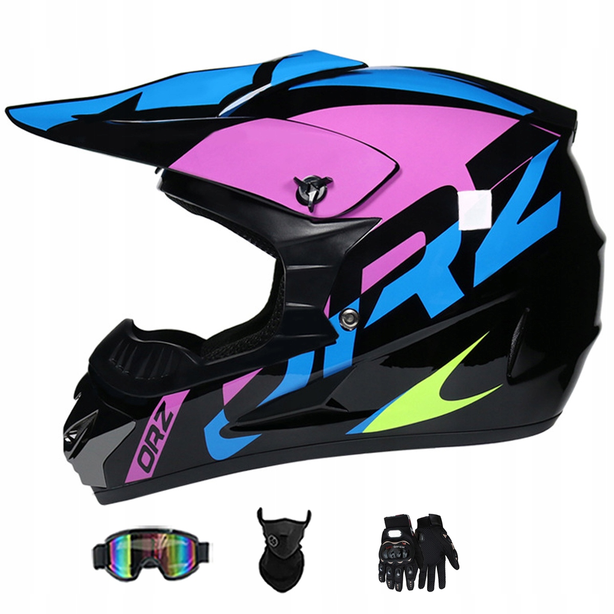 Motocyklová Přilba Lehká Enduro Quada Brýle Rukavice Maska S