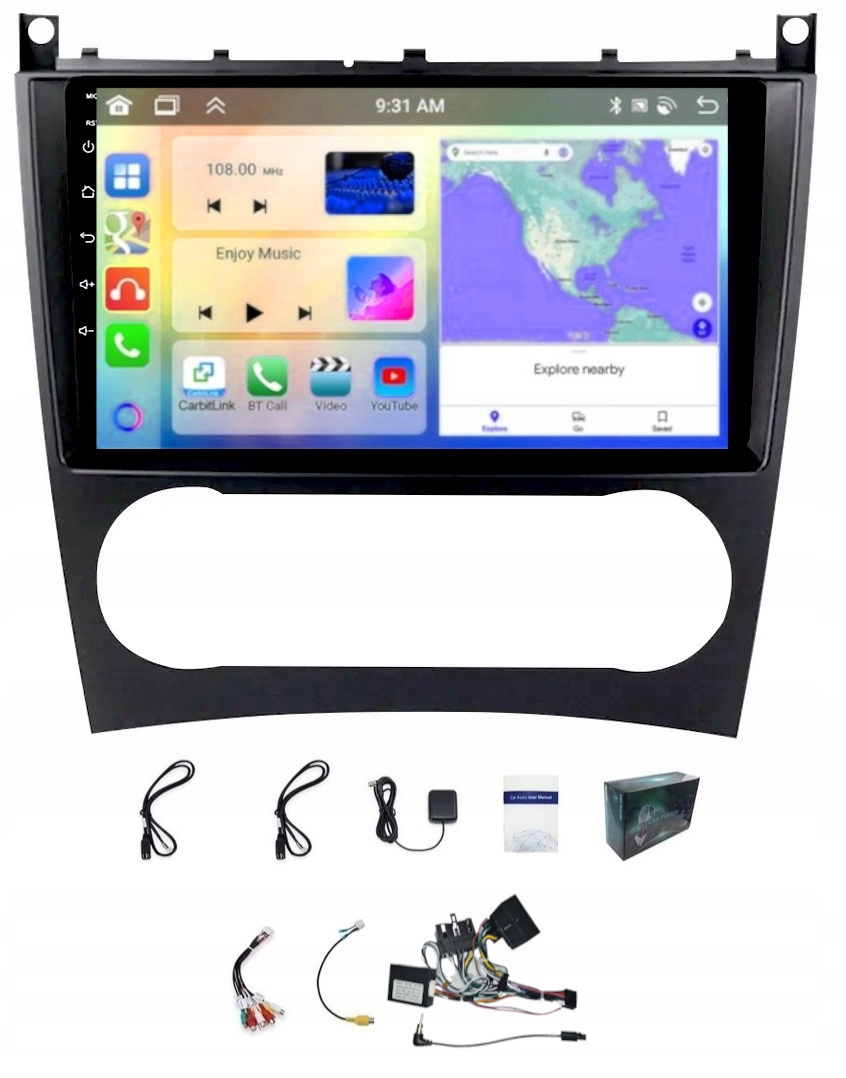 Android Rádio Navigace Mercedes W203 W209 Carplay 6GB 128GB