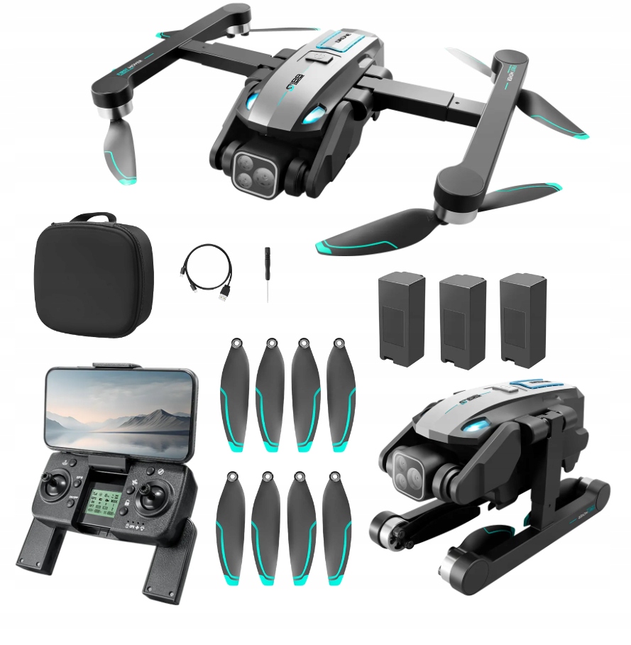 Dron S188 Kamera Wifi 2000m Gps 3X Bateria Unikanie Przeszkód