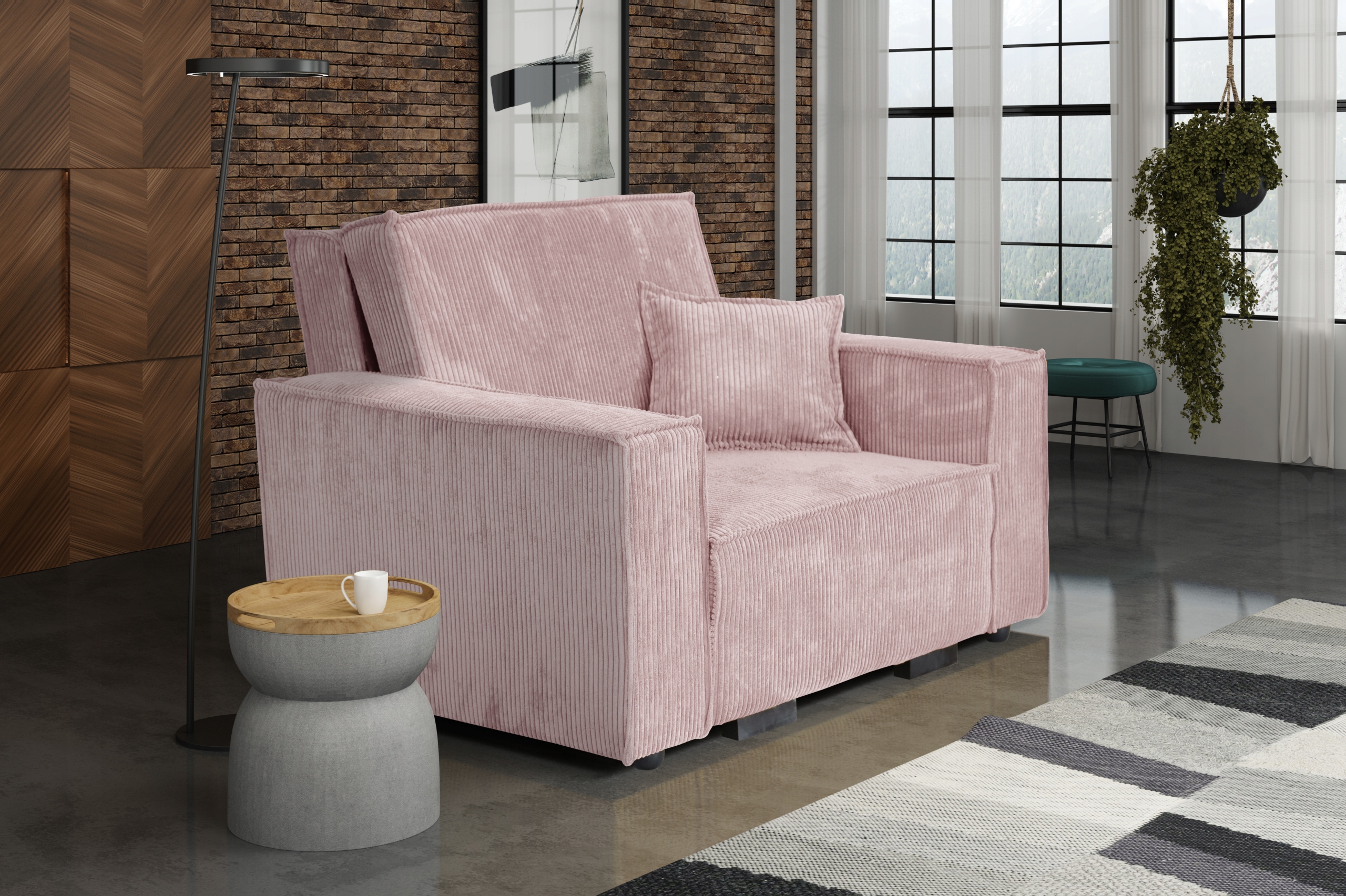 pojedyncza sofa VIVA I STAR rozkładany fotel welur Kolor obicia różowy